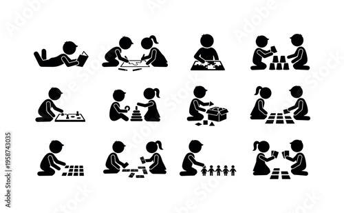 Children engaged in various playful activities, learning and developing skills