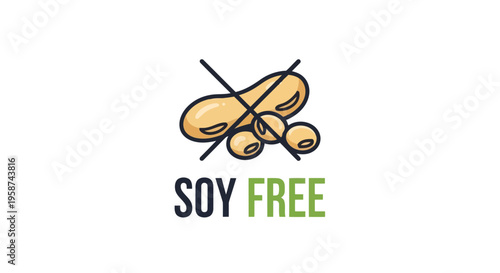 Flat vector art of soy free sign with bold typography for allergen warning EPS10 Stock.eps
