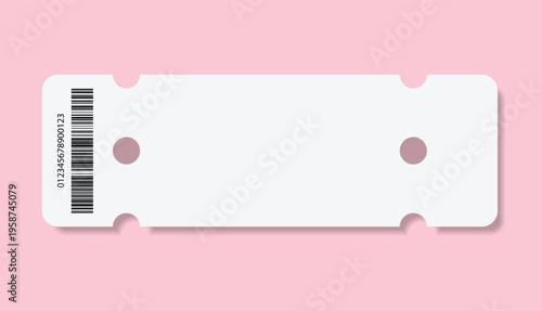 Admit ticket mockup. Empty flat template Ticket. For cinema, sale coupon, circus, theater, festival. Minimalist coupon. Isolated background	