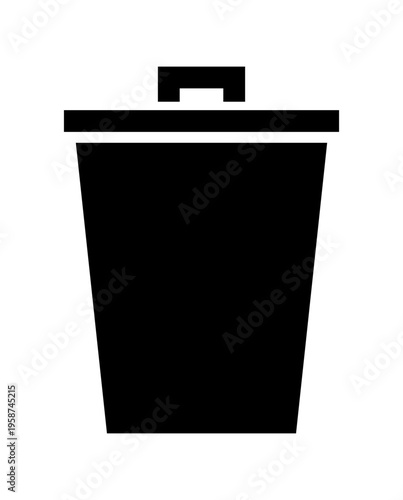 Trash bin black vector silhouette icon