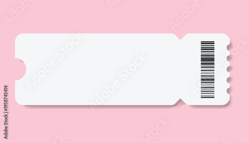 Admit ticket mockup. Empty flat template Ticket. For cinema, sale coupon, circus, theater, festival. Minimalist coupon. Isolated background	