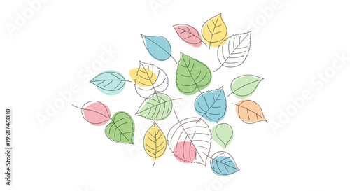 Colorful Leaves Falling From Tree Branch.