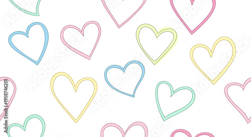Colorful Hearts in Pastel Shades.