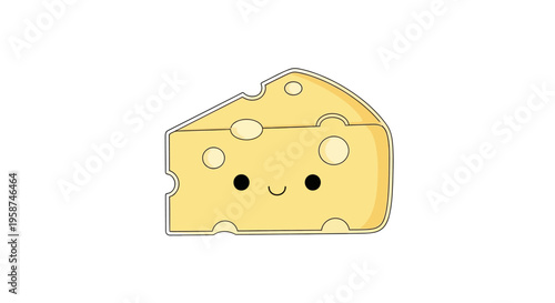 Smiling Cartoon Cheese Wedge Slice.