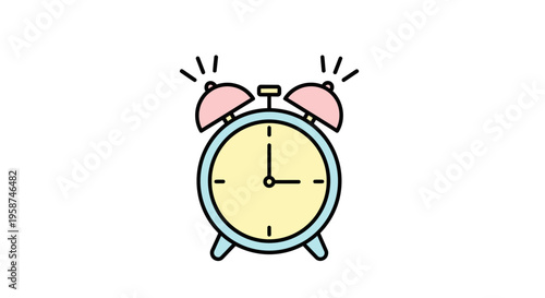 A blue and pink alarm clock.