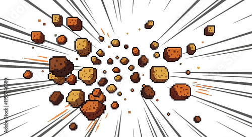 Exploding Asteroids in Space Comic Style.