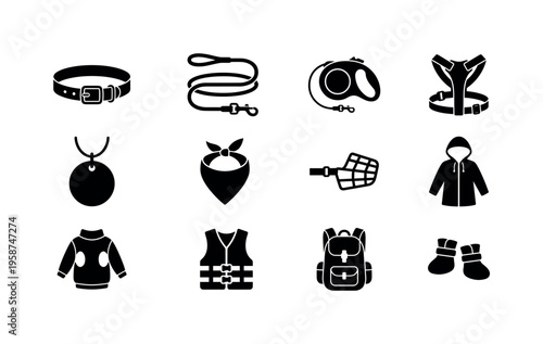 Stylish wearable accessories for dogs including collars, harnesses, and more