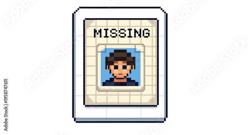 Pixelated Missing Person Poster with Portrait.