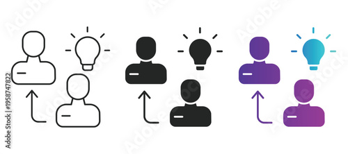 People idea refresh loop cycle concept icon set line flat and gradient styles update, process, iteration and continuous improvement concept.  Modern minimal illustration with editable stroke