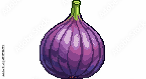 Pixel Art Fig Fruit Illustration Isolated On White.