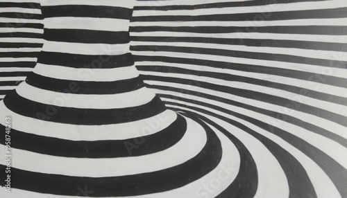 Fotografía black and white optical illusion with striped pattern