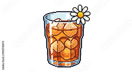 Refreshing Iced Tea with Daisy Garnish.