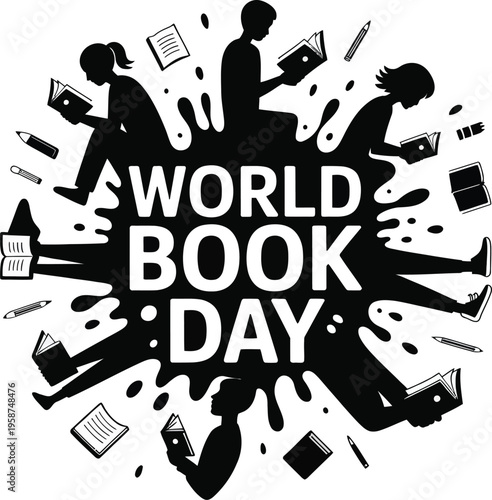 World Book Day Silhouette Of People Reading Books silhouettes