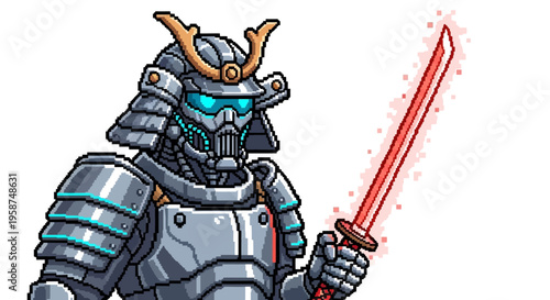 Futuristic Samurai Warrior with Glowing Sword.