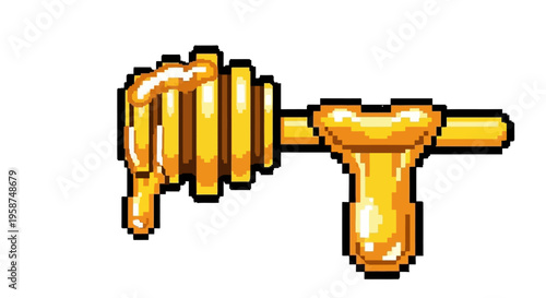 Golden Honey Dipper with Dripping Honey.