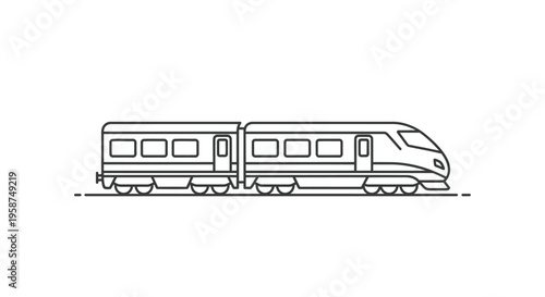 Modern train, commuter rail, transportation icon, vector illustration