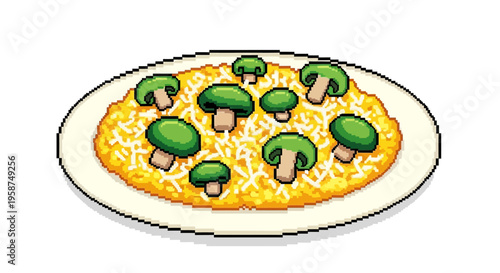 Delicious Mushroom Omelette on a White Plate.