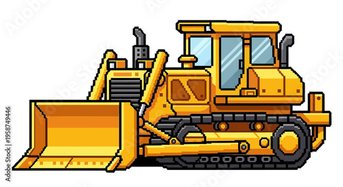 Yellow Bulldozer Construction Vehicle Illustration.