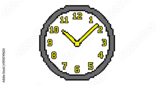 Pixel Art Clock Face Showing Time.