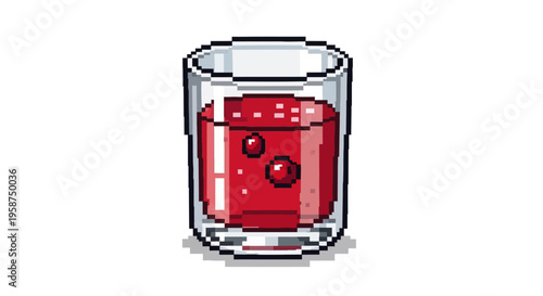 Pixel Art Glass of Red Juice Beverage.