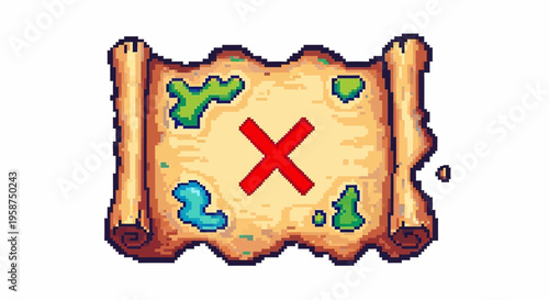Treasure Map with Red X Marking the Spot.