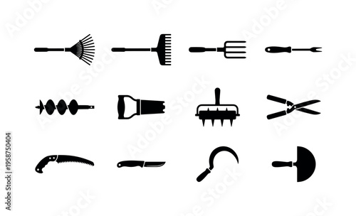 Essential garden tools icons for enthusiastic gardeners and landscapers