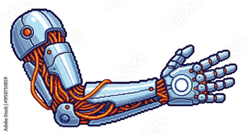 Detailed Robotic Arm with Visible Wires and Circuits.
