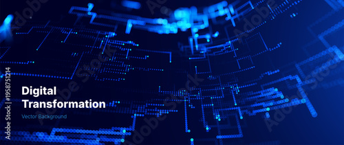 Modern AI Data Flow in Digital Network. Tech Background for Technology Integration. AI, Digital Business and Big Data Visualization Presentation Backdrop Concept.