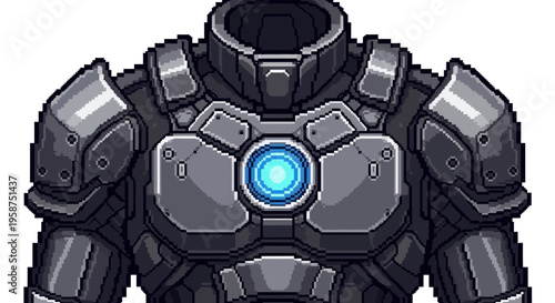 Detailed Pixel Art Futuristic Sci-Fi Armor Suit.