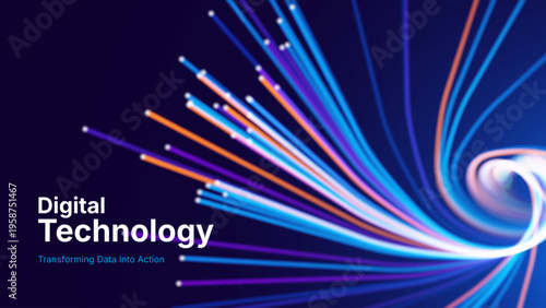 Cyber Data Highway Featuring Fiber Optic Cables and AI-Driven Particle Networks. Fast Internet and Cloud Computing Technology for Business Applications.