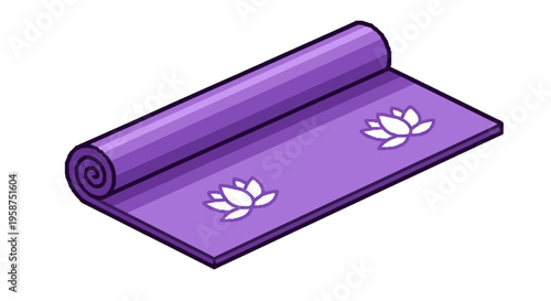 Purple Yoga Mat with Lotus Flower Design.