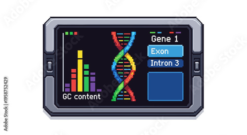 Digital Device Displays DNA Analysis and Gene Information.