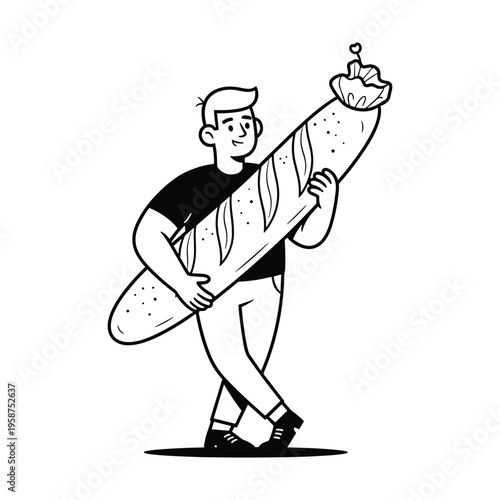 A man holding a giant sandwich