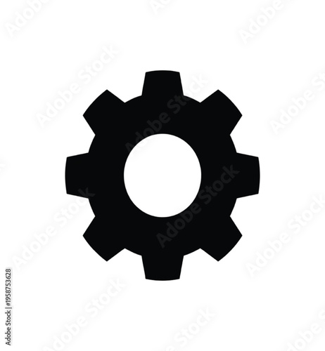 Black gear on white background circle center vector illustration EPS PNG file