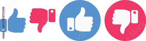 Digital thumbs up and down icons representing likes and dislikes on social media platforms
