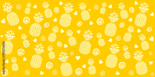 Seamless pattern with pineapples for printing on fabric, paper for scrapbooking, gift wrap, wallpapers, textile fabric design, wrapping paper, website wallpapers, textile. Cute ornament. Vector 
