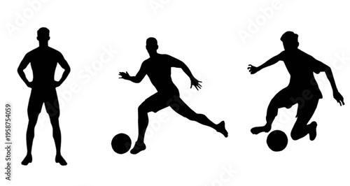football players silhouettes in different actions