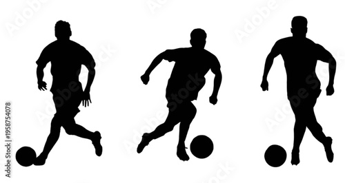 football players silhouettes in different actions
