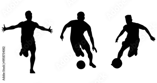 football players silhouettes in different actions