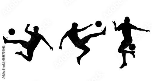 football players silhouettes in different actions