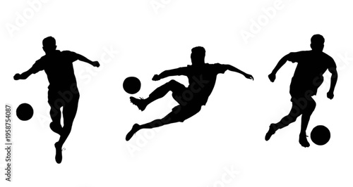 football players silhouettes in different actions