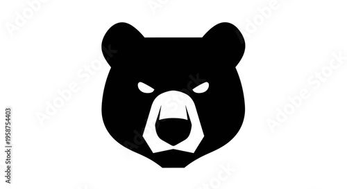 Powerful Black Bear Head Icon Representing Strength and Wildness, a Fierce Animal Symbol Concept