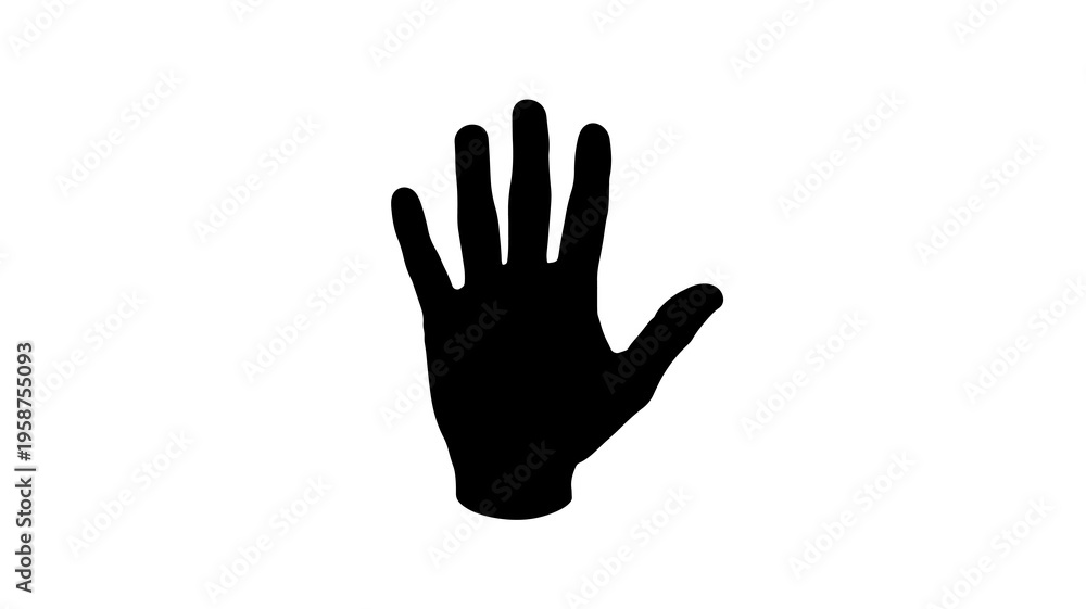 Obraz premium black hand silhouette with fingers spread, greeting or stopping gesture