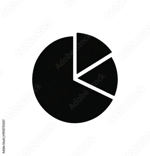 Black silhouette of a pie chart with three segments vector illustration EPS PNG file
