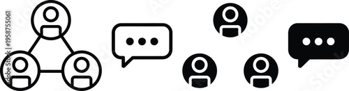 Illustration of communication and social network interaction types