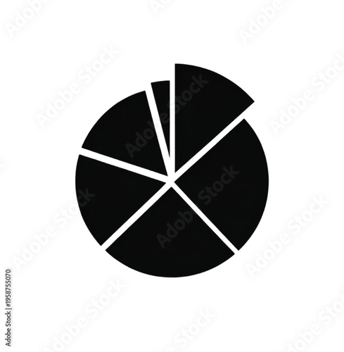 Black silhouette of a pie chart divided into six sections vector illustration EPS PNG file