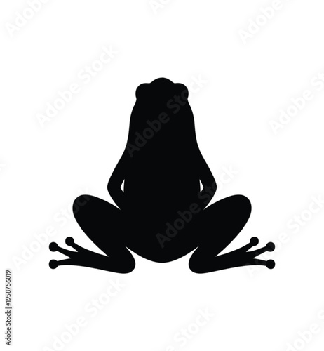 Black frog silhouette sitting facing forward shadow vector illustration EPS PNG file