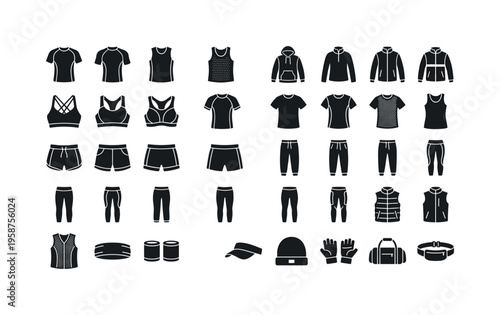 Collection of athletic apparel and accessories for active lifestyles