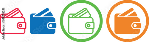 Four wallet icons representing different financial statuses or themes