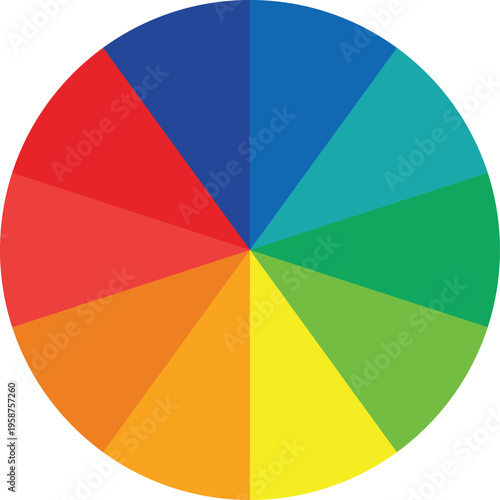 Color palette guide. Rainbow color wheel. Color wheel vector. Illustration of printing color wheel with twelve colors in gradations. Gradation of colors Theory in the circle.	